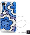 Blue Floral Bling Swarovski Crystal iPhone 15 Case iPhone 15 Pro and iPhone 15 Pro MAX Case