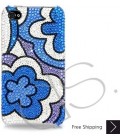 Blue Floral Bling Swarovski Crystal iPhone 16 Case iPhone 16 Pro and iPhone 16 Pro MAX Case
