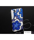 Blue Floral Bling Swarovski Crystal Phone Cases