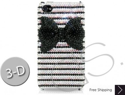 Stripe Bow 3D Bling Swarovski Crystal Phone Cases