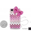 Ribbon Wave 3D Bling Swarovski Crystal iPhone 16 Case iPhone 16 Pro and iPhone 16 Pro MAX Case - Pink
