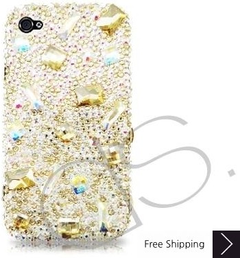 Diamond Scattered Bling Swarovski Crystal iPhone 15 Case iPhone 15 Pro and iPhone 15 Pro MAX Case - Yellow