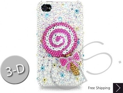 Lollipop Bling Swarovski Crystal iPhone 14 Case iPhone 14 Pro and iPhone 14 Pro MAX Case - Pink