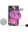 ウサギの 3 D 見せびらかすスワロフ スキー クリスタル iPhone 14 iPhone 14 とケース - ブラック