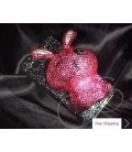 ウサギの 3 D 見せびらかすスワロフ スキー クリスタル電話ケース - ブラック