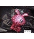 ウサギの 3 D 見せびらかすスワロフ スキー クリスタル電話ケース - ブラック