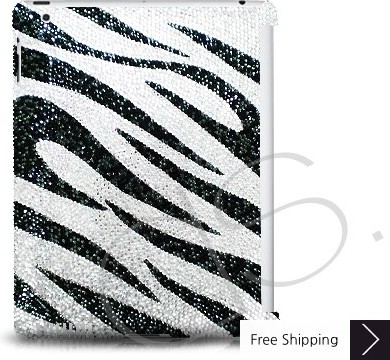 Zebra Swarovski Crystal iPad 2 New iPad Case - Silver