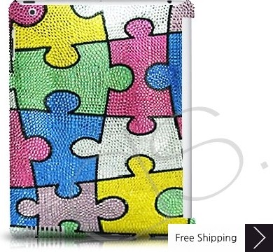 Puzzle Swarovski Crystal iPad 2 New iPad Case - Green
