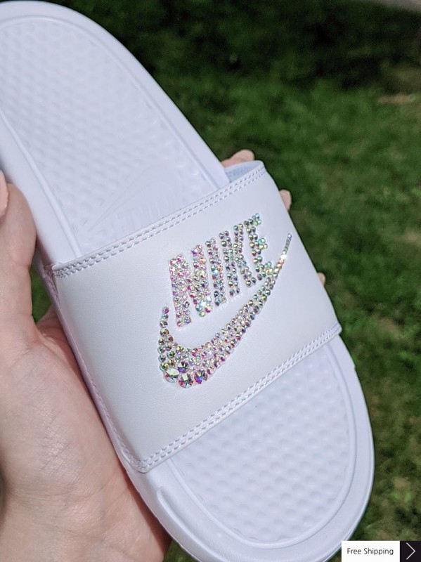 Bedazzled nike slides sale