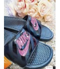 Bling Swarovski Nike Slide Sandals - Black