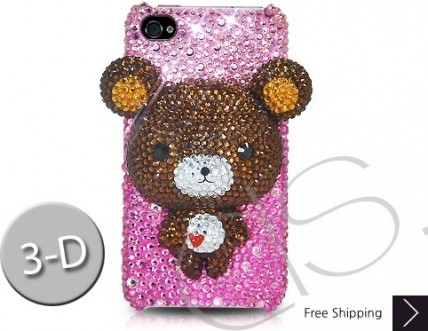 Bear 3D Crystallized Swarovski iPhone 4 Case - Brown