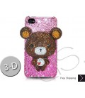 Bear 3D Bling Swarovski Crystal iPhone 15 Case iPhone 15 Pro and iPhone 15 Pro MAX Case - Brown
