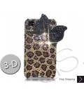 Black Ribbon 3D Crystallized Swarovski iPhone 4 Case - Leopardo