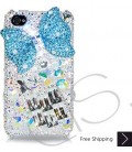 Cubical Ribbon Bling Swarovski Crystal iPhone 15 Case iPhone 15 Pro and iPhone 15 Pro MAX Case - Blue