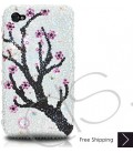 Plum Flower Bling Swarovski Crystal iPhone 15 Case iPhone 15 Pro and iPhone 15 Pro MAX Case